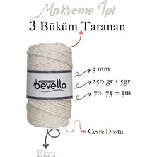 Bevella 3 Büküm Pamuk Makrome Ipi 3mm Üç Büküm Taranan Makrome Halat Ip 500 gr