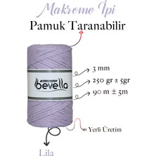 Bevella Taranan Makrome Ipi 3mm Tek Büküm Taranabilir Pamuk Makrome Ipi Lila