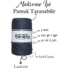 Bevella Taranan Makrome Ipi 3mm Taranabilir Pamuk Tek Büküm Makrome Ipi Lacivert