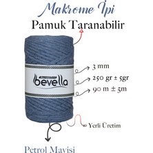 Bevella Taranan Makrome Ipi 3mm Taranabilir Pamuk Tek Büküm Makrome Ipi Petrol Mavisi