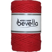 Bevella Taranan Makrome Ipi 3mm Taranabilir Pamuk Tek Büküm Makrome Ipi Kırmızı
