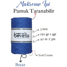 Bevella Taranan Makrome Ipi 3mm Taranabilir Pamuk Tek Büküm Makrome Ipi Saks Mavisi
