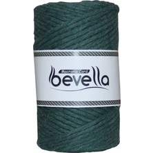 Bevella Taranan Makrome Ipi 3mm Taranabilir Pamuk Tek Büküm Makrome Ipi Nefti Yeşil