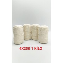 Nlux Ekru 1 kg Makrome Tarama Ipi Pamuk 3.0 / 3.5 mm 4X250 gr