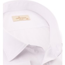 1Ree Moda Büyük Beden Uzun Kollu Beyaz Erkek Gömlek 390-002