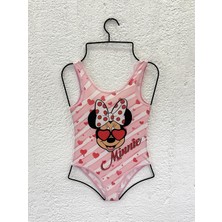 Rs Ramuni Kız Çocuk Mayo Minnie Mouse Pembe Dijital Baskılı Deniz Havuz Mayosu Çocuk Mayo