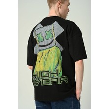 Don Q Shot Erkek Yazı Baskılı Oversize Kısa Kollu T-Shirt