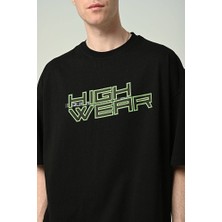 Don Q Shot Erkek Yazı Baskılı Oversize Kısa Kollu T-Shirt
