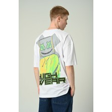Don Q Shot Erkek Yazı Baskılı Oversize Kısa Kollu T-Shirt