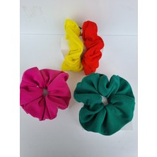Kalben Accessories 4'lü Kadın Scrunchie Saç Tokası, Saç Lastiği, Simit Toka, Saç Lastik, Saç Toka, Lastik Toka