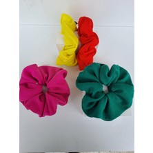 Kalben Accessories 4'lü Kadın Scrunchie Saç Tokası, Saç Lastiği, Simit Toka, Saç Lastik, Saç Toka, Lastik Toka
