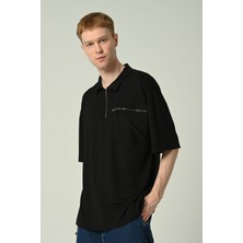 Don Q Shot Erkek Polo Yaka Tek Cepli Oversize Kısa Kollu T-Shirt