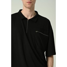 Don Q Shot Erkek Polo Yaka Tek Cepli Oversize Kısa Kollu T-Shirt