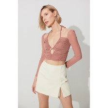 Pembe Göğüs Dekolteli Fermuarlı Büstiyer SS23CT4731PE