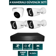 Picam 4 Kameralı Güvenlik Seti 250GB HardDisk - 3K1D - P02 - 5mp Sony Lensli 1080P FullHd IRLED Kamera Seti