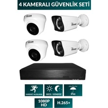 Picam 4 Kameralı Güvenlik Seti 250GB HardDisk - 2K2D - P02 - 5mp Sony Lensli 1080P FullHd IRLED Kamera Seti