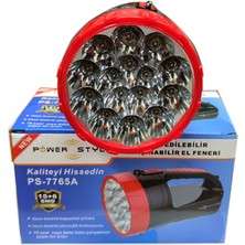 Power Style PS-7765A 15+6 LED Şarjlı El Feneri + Işıldak - Kamp, Avcı, Balıkçı Feneri, Çadır Lambası