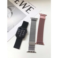 Case 4U Apple Watch Seri 1/2/3/4/5/6/7/8/SE/Ultra 38mm 40mm 41mm 42mm 44mm 45mm 49mm Kordon Kayış Metal Hasır Milano Loop KRD-01 New Gray