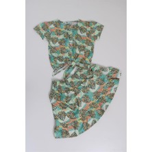 Cichlid Kız Çocuk Etekli Önden Bağlamalı Crop Takım