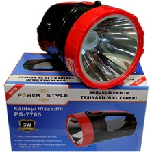 Power Style PS-7765 3 W - LED Şarjlı El Feneri - Kamp, Avcı, Balıkçı Feneri, Çadır Lambası