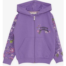 Breeze Kız Çocuk Hırka Çiçek Baskılı 1-4 Yaş, Lila