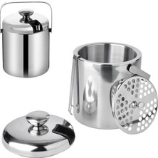 Çelik Çift Cidarlı 1,3 Lt Maşalı Buz Kovası Kapaklı Buzluk CIN420