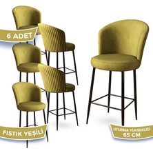 Canisa Concept Alte Serisi Mutfak  Bar Sandalyesi  Babyface Kumaş Siyah Metal Ayak 6 Adet Sandalye