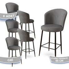 Canisa Concept Alte Serisi Mutfak  Bar Sandalyesi  Babyface Kumaş Siyah Metal Ayak 6 Adet Sandalye