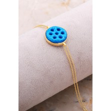 Sümer Telkari Süryani Nazar Boncuğu Altın Kaplama Gümüş Bileklik 4301