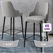 Canisa Concept Tera Serisi, Mutfak Bar Sandalyesi,  Babyface Kumaş, Siyah Metal Ayak 1 Adet Sandalye