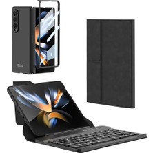 Samsung Galaxy Z Fold 4 Uyumlu Klavyeli Kılıf Bluetooth Keyboard & Kapak & Ekran Koruyucu Set