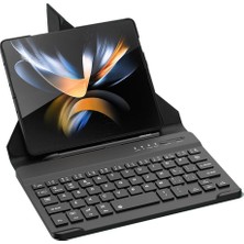 Samsung Galaxy Z Fold 4 Uyumlu Klavyeli Kılıf Bluetooth Keyboard & Kapak & Ekran Koruyucu Set