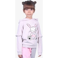 Breeze Kız Çocuk Sweatshirt Tavşan Baskılı 1.5-5 Yaş, Bej Melanj