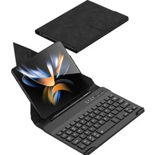 Samsung Galaxy Z Fold 4 Uyumlu Klavyeli Kılıf Bluetooth Keyboard Set Standlı Kalem Bölmeli