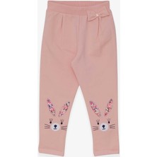 Breeze Kız Bebek Tayt Pantolon Tavşan Nakışlı 9 Ay-3 Yaş, Pudra