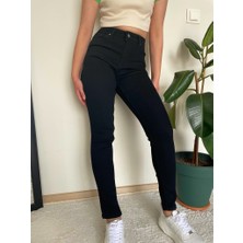 Wish&Moon Kadın Siyah Yüksel Bel Likralı Dar Paça Skinny Pantolon