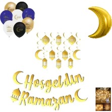 Hayaller Dükkanı  Ramazan Süsleri LED Işılı Perdeli Set 10 Lu 3D Sarkıtlı Ekonomik Set