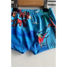 Podium Giyim Yeni Sezon Kids Erkek Çocuk Timsah Desenli Hızlı Kuruyan  Boxer  Mayo