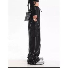 Touz Moda Cargo Pocket Lines Detail Wide Leg Tracksuit