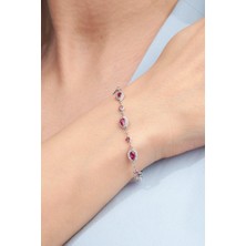 TMT Silver Gümüş Damla Pembe Zirkon Taşlı Su Yolu Bileklik