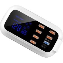 Xnews LCD Ekranlı 7 Port USB 1 Port Type+C Hızlı Şarj Ünitesi