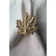 Emtory Home 6 Adet Gold Vintage Çınar Yaprağı Metal Peçete Halkası - Napkin Ring