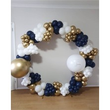 Rönesans Parti Beyaz Gece Mavisi Krom Gold Balon Seti 50 Adet