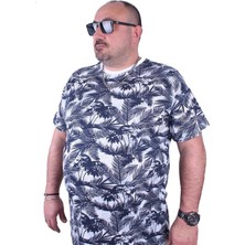Starbattal Büyük Beden Tişört Sifir Yaka Beach Palm 23150 Beyaz