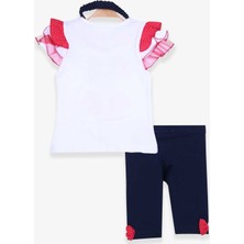 Breeze Kız Bebek Tayt Takım Balerin Baskılı Bandanalı 6 Ay-2 Yaş, Beyaz