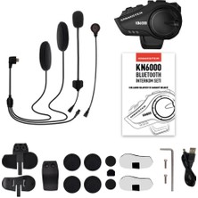 Knmaster KN6000 Motosiklet Kask İnterkom Bluetooth Intercom Kulaklık Seti Siyah