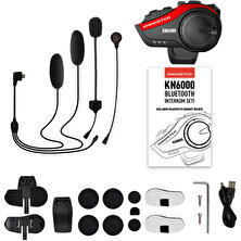 Knmaster KN6000 Motosiklet Kask Interkom Bluetooth Intercom Kulaklık Seti Kırmızı