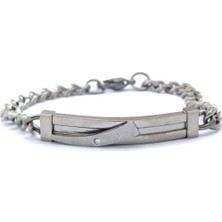 Ferizz 316L Çelik Figaro Zincir Model Zirkon Taşlı Love Yazılı Erkek Bileklik Eblk- 288