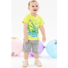 Breeze Erkek Çocuk Şortlu Takım Timsah Baskılı 1-4 Yaş, Fıstık Yeşili