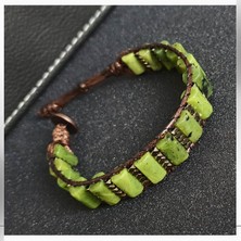 Seven Art Jewelry Yeşim Taşı( Jade- Nefrit) ve Hematit Taşı Bileklik / Doğal Taş Bileklik / El Yapımı Bileklik